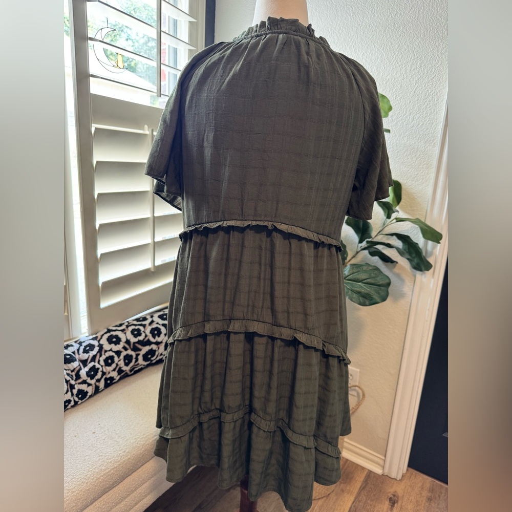 Entro Forest Green Ruffled Dress - Picture 2 of 5